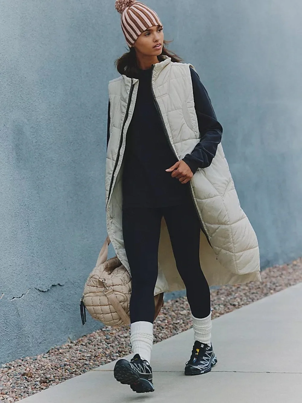 Free People FP Movement On The Move Packable Vest in Muted Beige